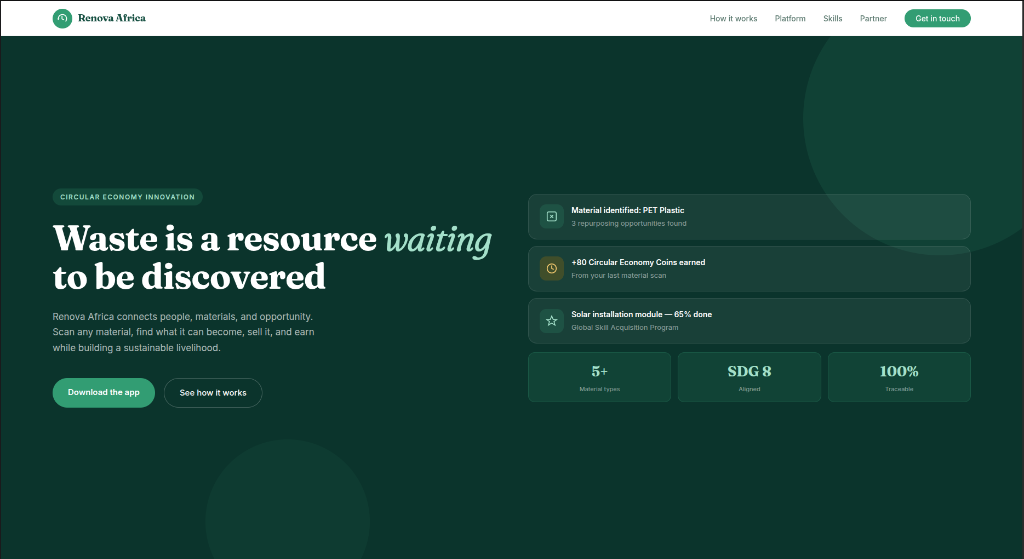 Renova Africa Platform Screenshot